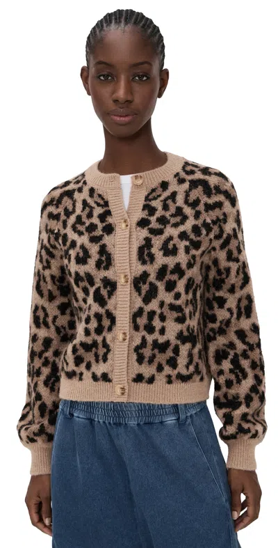 The Great The Windsor Cardigan Leopard In Brown