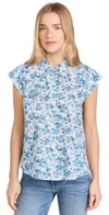 THE GREAT THE WREN TOP LIGHT SKY PRESSED FLORAL PRINT