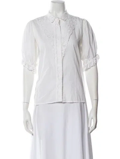 Pre-owned The Great Three-quarter Sleeve Button-up Top In White