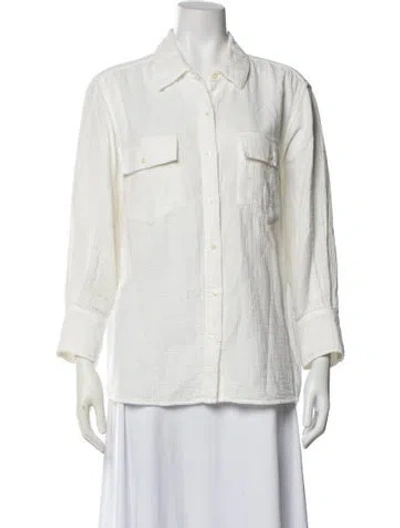 Pre-owned The Great Three-quarter Sleeve Button-up Top In White