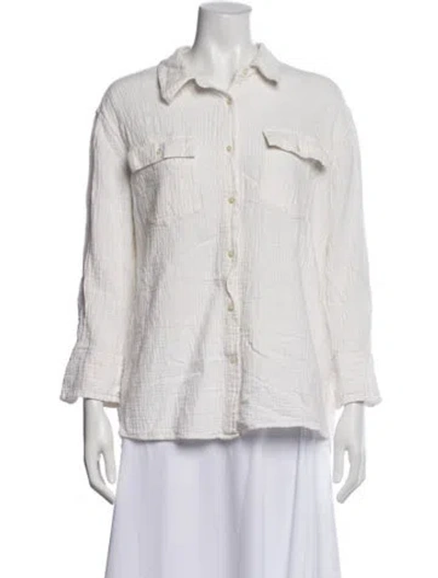 Pre-owned The Great Three-quarter Sleeve Button-up Top In White