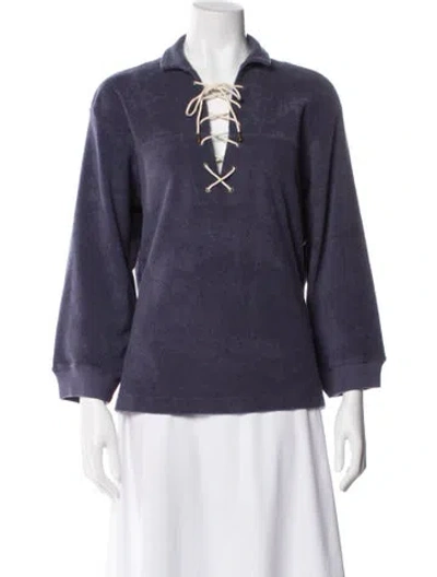 Pre-owned The Great Three-quarter Sleeve Top In Blue