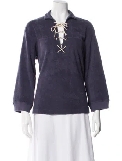 Pre-owned The Great Three-quarter Sleeve Top In Blue