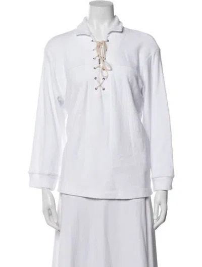 Pre-owned The Great Tie Neck Long Sleeve Top W/ Tags In White
