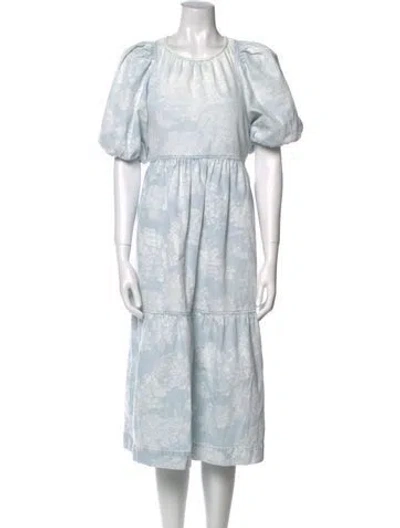 Pre-owned The Great Tie-dye Print Midi Length Dress In Blue