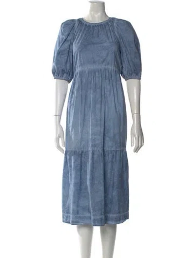 Pre-owned The Great Tie-dye Print Midi Length Dress In Blue