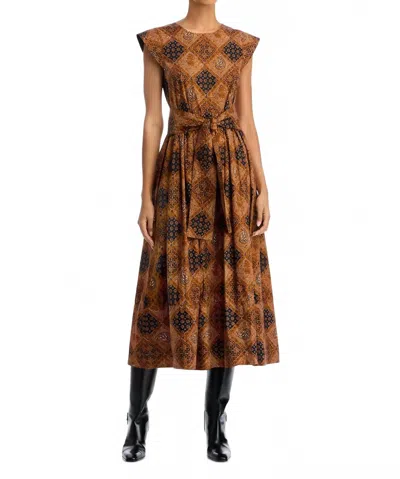 The Great Tulsa Dress In Geo Bandana Print In Brown