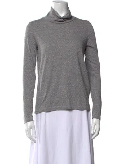 Pre-owned The Great Turtleneck Long Sleeve Top In Grey