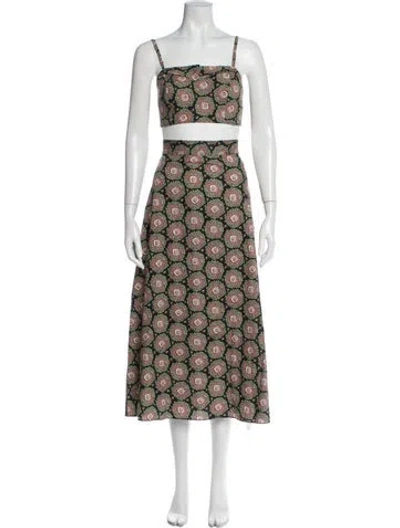 Pre-owned The Great Tweed Pattern Skirt Set In Green