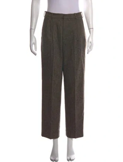 Pre-owned The Great Tweed Pattern Straight Leg Pants In Green