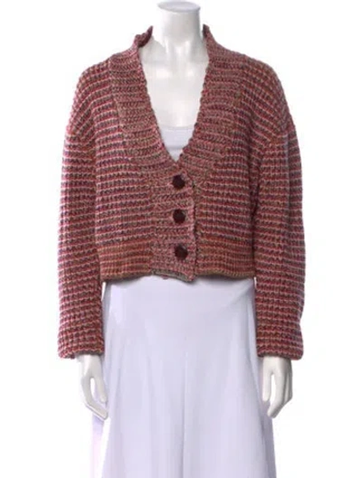 Pre-owned The Great Tweed Pattern V-neck Sweater In Pink