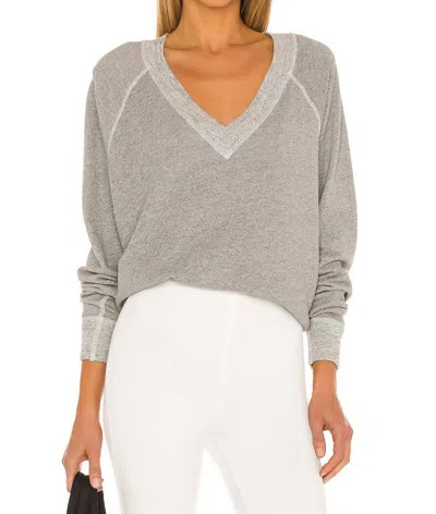 The Great V-neck Sweatshirt In Varsity Grey In Gray