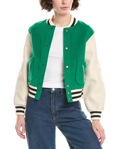 THE GREAT VARSITY WOOL & LEATHER-BLEND BOMBER JACKET