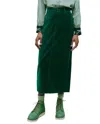 The Great Velvet Column Skirt In Emerald Green In Green