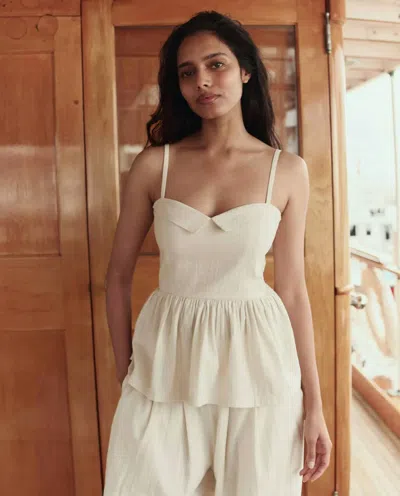 The Great Verse Peplum Top In Natural In White