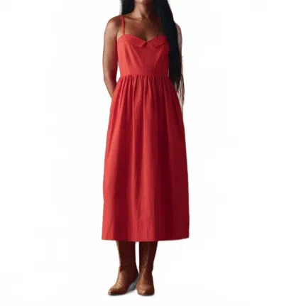 The Great Verse Sweetheart Neckline Dress In Hot Red