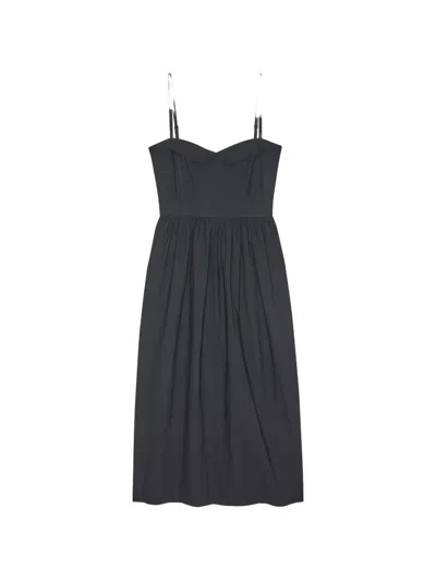 The Great Verse Sweetheart-neck Midi Dress In Black