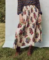 The Great . The Viola Floral Smocked Waist Cotton Midi Skirt In Multi