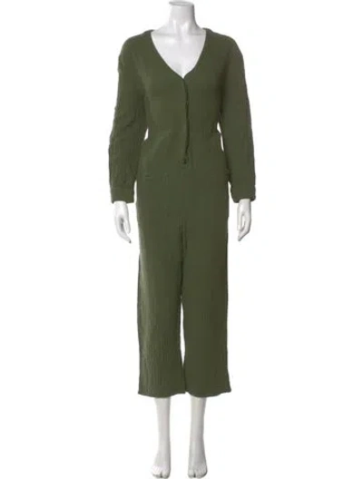 Pre-owned The Great V-neck Jumpsuit In Green