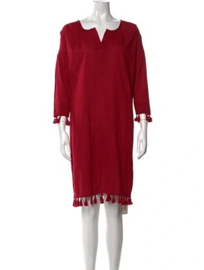 Pre-owned The Great V-neck Knee-length Dress In Red