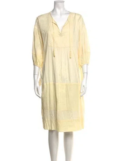 Pre-owned The Great V-neck Knee-length Dress In Yellow
