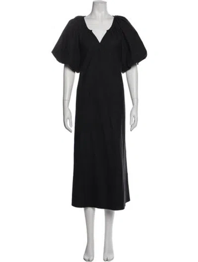 Pre-owned The Great V-neck Long Dress In Black