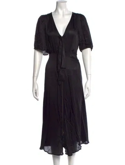 Pre-owned The Great V-neck Long Dress In Black