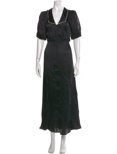 Pre-owned The Great V-neck Long Dress In Black