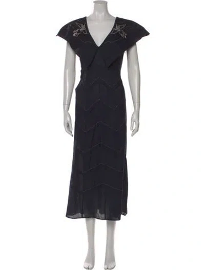 Pre-owned The Great V-neck Long Dress In Black