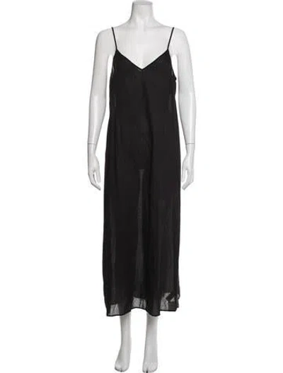 Pre-owned The Great V-neck Long Dress In Black/blue