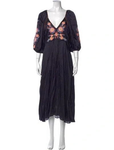 Pre-owned The Great V-neck Long Dress In Blue