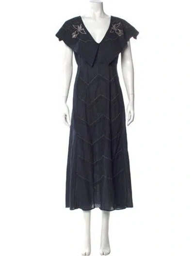 Pre-owned The Great V-neck Long Dress In Blue