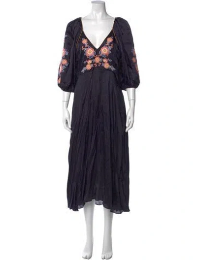 Pre-owned The Great V-neck Long Dress In Blue