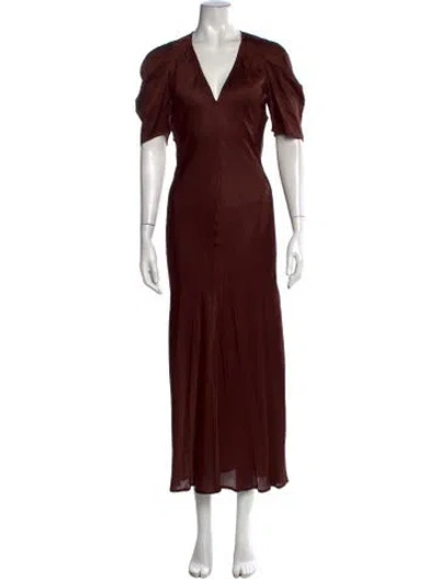 Pre-owned The Great V-neck Long Dress In Brown