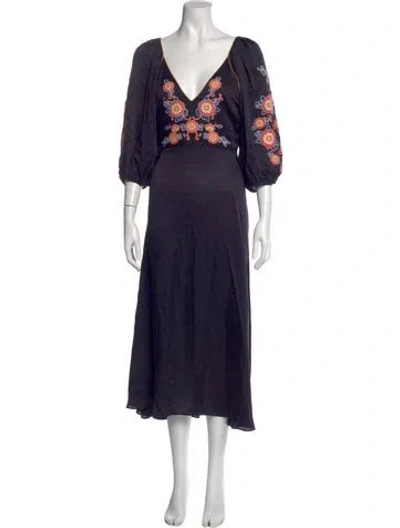 Pre-owned The Great V-neck Long Dress In Gray