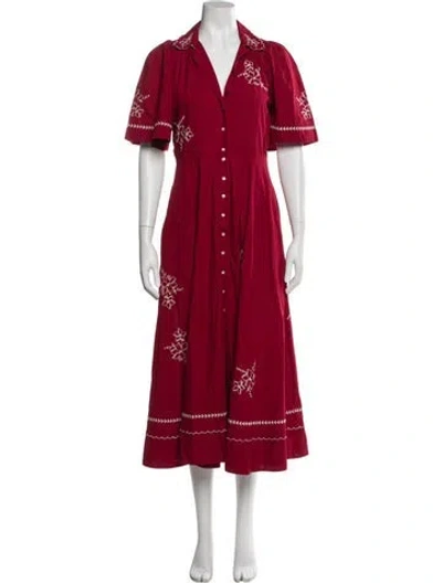 Pre-owned The Great V-neck Long Dress In Red