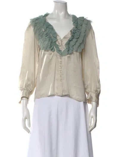 Pre-owned The Great V-neck Long Sleeve Blouse