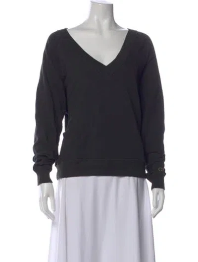 Pre-owned The Great V-neck Long Sleeve Sweatshirt In Black