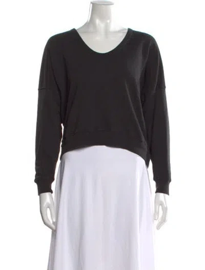 Pre-owned The Great V-neck Long Sleeve Sweatshirt In Black