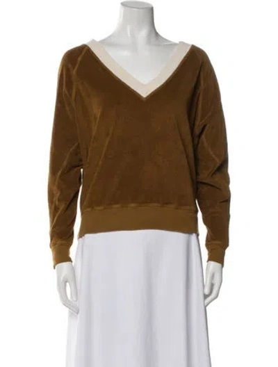 Pre-owned The Great V-neck Long Sleeve Sweatshirt In Brown