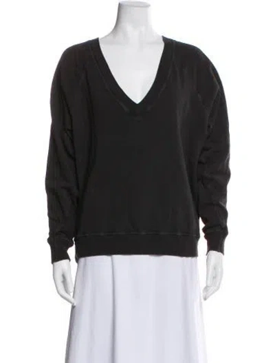 Pre-owned The Great V-neck Long Sleeve Sweatshirt In Gray