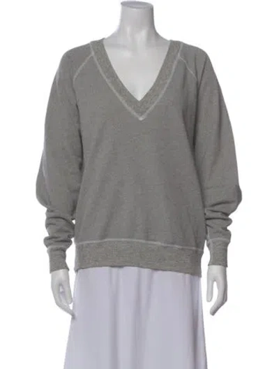 Pre-owned The Great V-neck Long Sleeve Sweatshirt In Gray