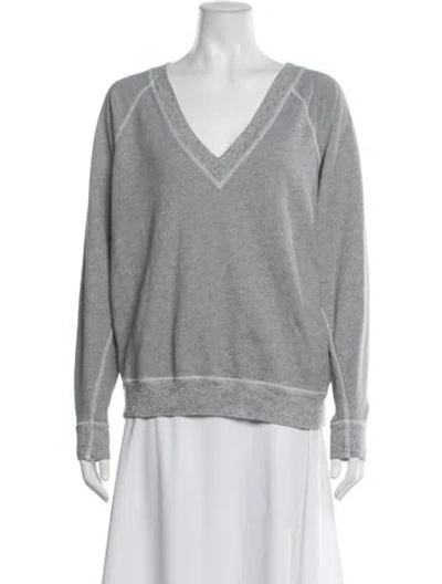 Pre-owned The Great V-neck Long Sleeve Sweatshirt In Gray