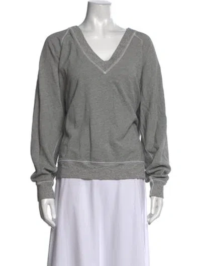 Pre-owned The Great V-neck Long Sleeve Sweatshirt In Grey