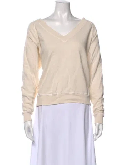 Pre-owned The Great V-neck Long Sleeve Sweatshirt In Neutral