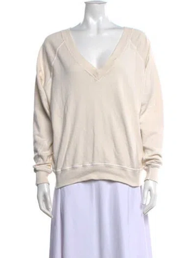 Pre-owned The Great V-neck Long Sleeve Sweatshirt In Neutrals