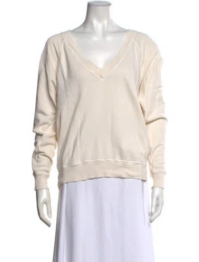Pre-owned The Great V-neck Long Sleeve Sweatshirt In Neutrals