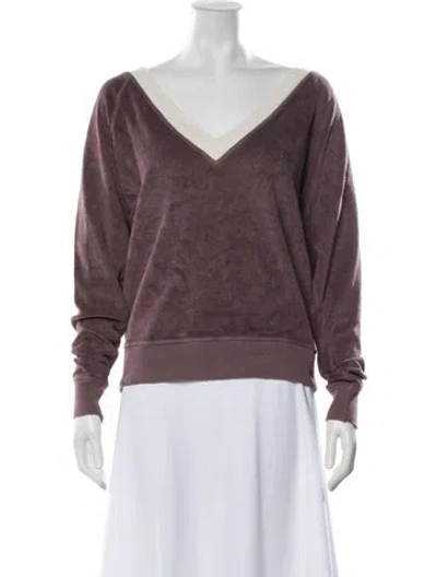 Pre-owned The Great V-neck Long Sleeve Sweatshirt In Purple
