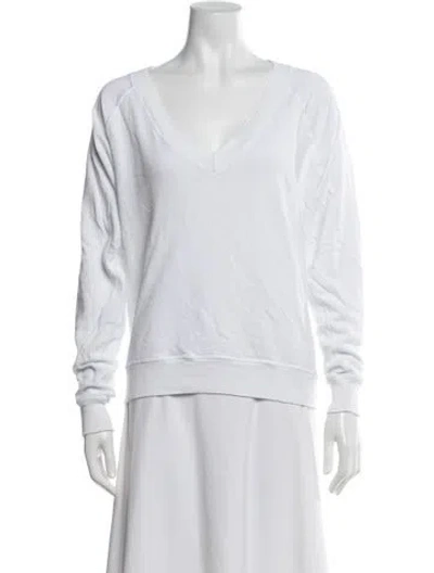 Pre-owned The Great V-neck Long Sleeve Sweatshirt In White