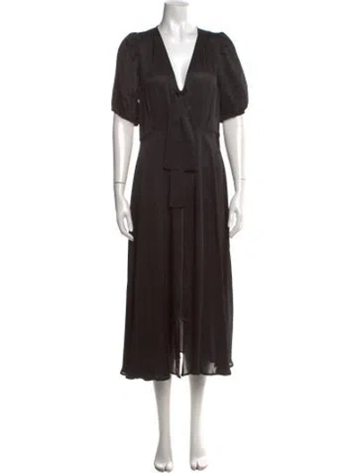 Pre-owned The Great V-neck Midi Length Dress In Black
